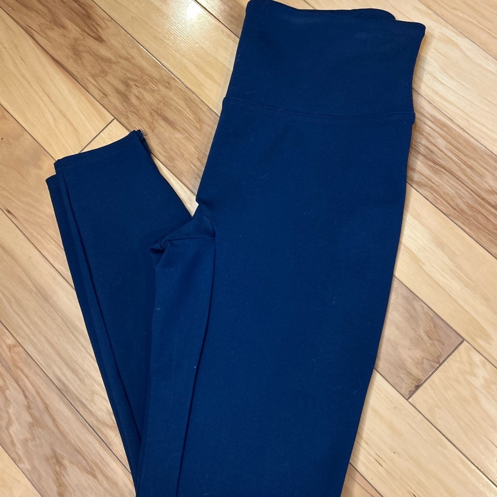 Spanx Navy Blue High Waist Ponte Ankle Leggings Medium Shaping Athleisure M